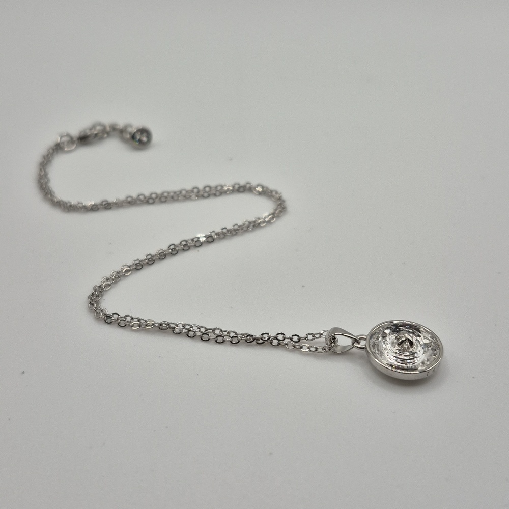 Ted Baker Kenzii Big Button Swarovski Crystal Silver Necklace